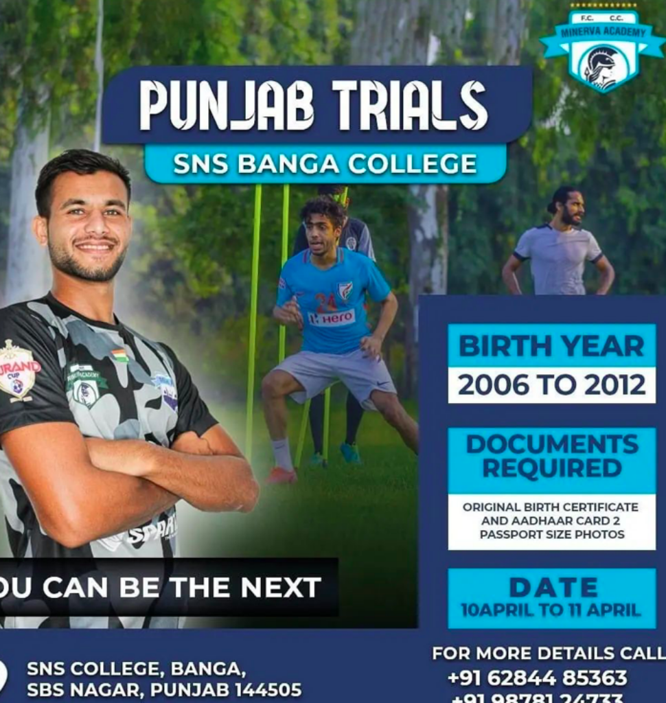 Minerva Punjab FC Trials 2023 Punjab Trials All About Football